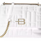 Chic White Leather Crossbody Bag with Logo Detail