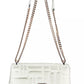 Chic White Leather Crossbody Bag with Logo Detail