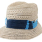 Elegant Beige Bucket Hat with Blue Bow Accent