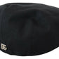 Elegant Black Cotton Newsboy Cap