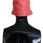 Peach Quilted Faux Leather Women Bucket Cap Hat