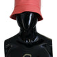 Peach Quilted Faux Leather Women Bucket Cap Hat