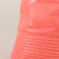 Peach Quilted Faux Leather Women Bucket Cap Hat