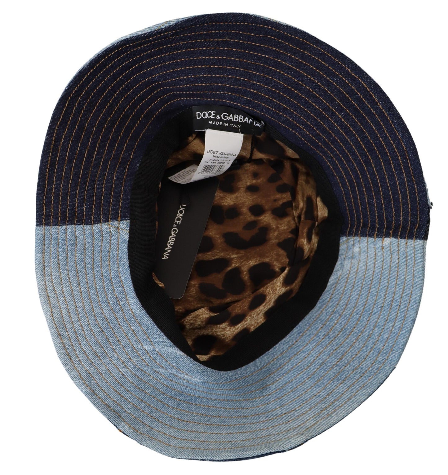 Elegant Patchwork Bucket Hat in Blue Cotton