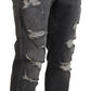 Elegant Gray Slim Fit Denim Jeans