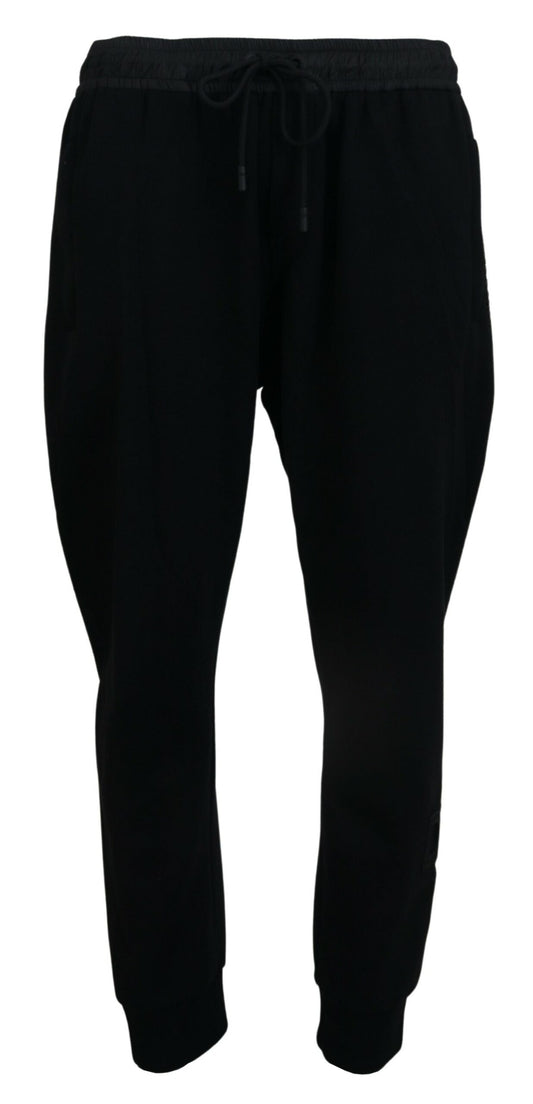 Sleek Black Cotton Blend Joggers