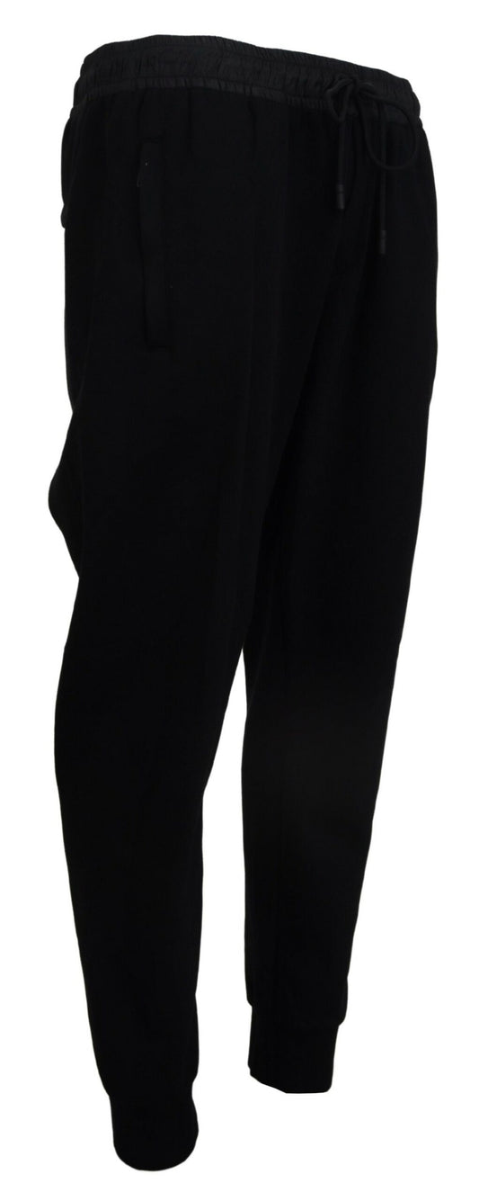 Sleek Black Cotton Blend Joggers