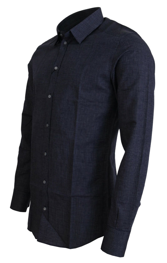 Elegant Striped Linen-Cotton Shirt