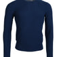 Elegant Blue Cashmere-Silk Men's Pullover