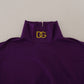 Elegant Purple Cotton Pullover Sweater