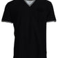 Elegant V-Neck Black Cotton T-Shirt