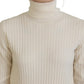 Ivory Turtleneck Wool Blend Sweater