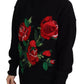 Elegant Black Turtleneck Wool-Cashmere Sweater