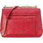 Elegant Red Calfskin Shoulder Bag with Chain Strap