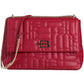 Elegant Red Calfskin Shoulder Bag with Logo Motif