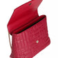 Elegant Red Calfskin Shoulder Bag with Logo Motif