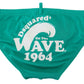 Green White Logo Print Men Swim Brief Swimwear
