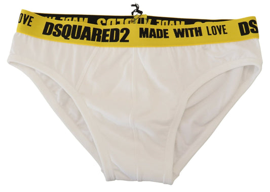 Chic White Cotton Stretch Briefs