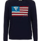 Chic Crew Neck Flag Motif Sweater