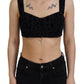 Elegant Black Cotton Blend Bustier Corset Top