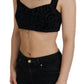 Elegant Black Cotton Blend Bustier Corset Top