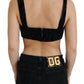 Elegant Black Cotton Blend Bustier Corset Top