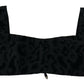 Elegant Black Cotton Blend Bustier Corset Top