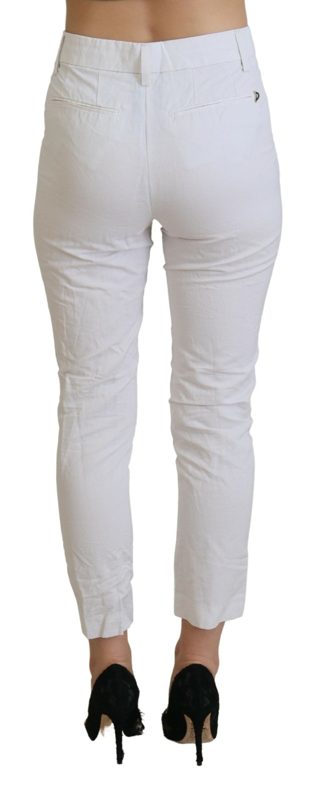 Elegant High Waist Tapered White Pants