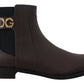 Elegant Brown Ankle Boots with Gold Pearl Detail