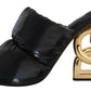 Elegant Slide Heels with Embellished Logo