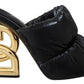 Elegant Slide Heels with Embellished Logo