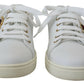 Studded Heart Leather Sneakers White
