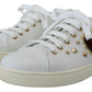 Studded Heart Leather Sneakers White
