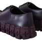 Elegant Purple Leather Lace-Up Sneakers