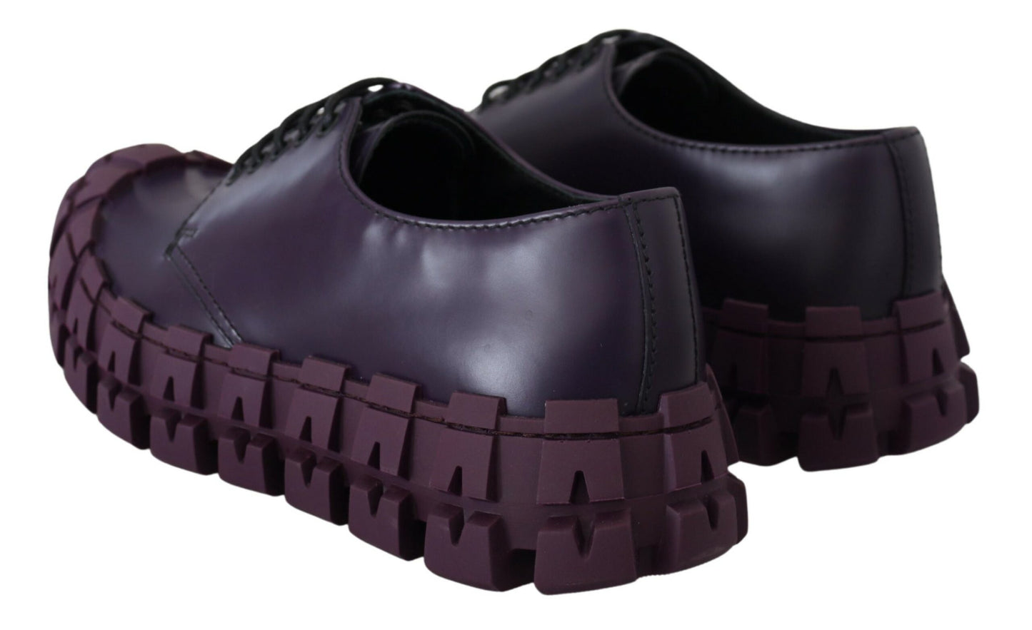 Elegant Purple Leather Lace-Up Sneakers
