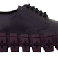 Elegant Purple Leather Lace-Up Sneakers