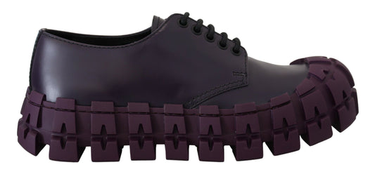 Elegant Purple Leather Lace-Up Sneakers