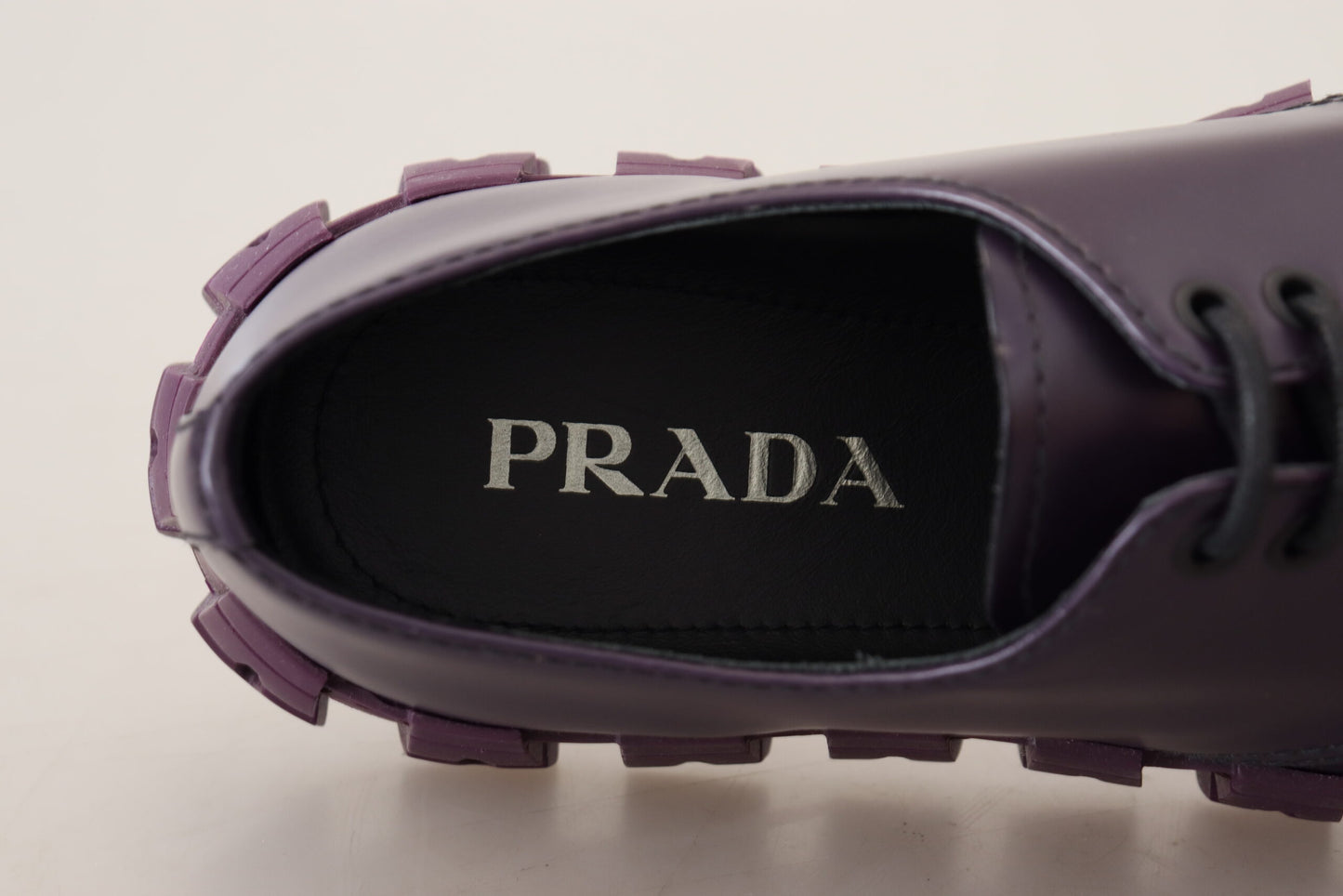 Elegant Purple Leather Lace-Up Sneakers
