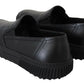 Sleek Black Low-Top Leather Sneakers