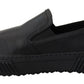 Sleek Black Low-Top Leather Sneakers