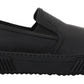 Sleek Black Low-Top Leather Sneakers