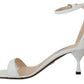 Elegant White Leather Ankle Strap Heels