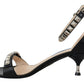 Elegant Black Leather Heels Sandals