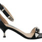 Elegant Black Leather Heels Sandals