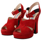 Radiant Red Suede Ankle Strap Sandals