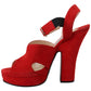 Radiant Red Suede Ankle Strap Sandals