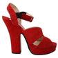 Radiant Red Suede Ankle Strap Sandals