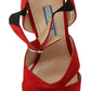 Radiant Red Suede Ankle Strap Sandals