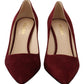 Elegant Dark Red Suede Heels Pumps
