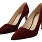 Elegant Dark Red Suede Heels Pumps